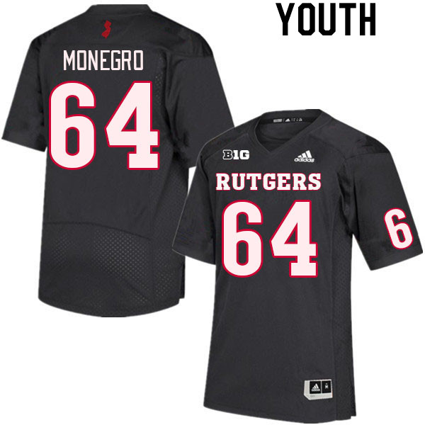 Youth #64 Nelson Monegro Rutgers Scarlet Knights College Football Jerseys Stitched Sale-Black